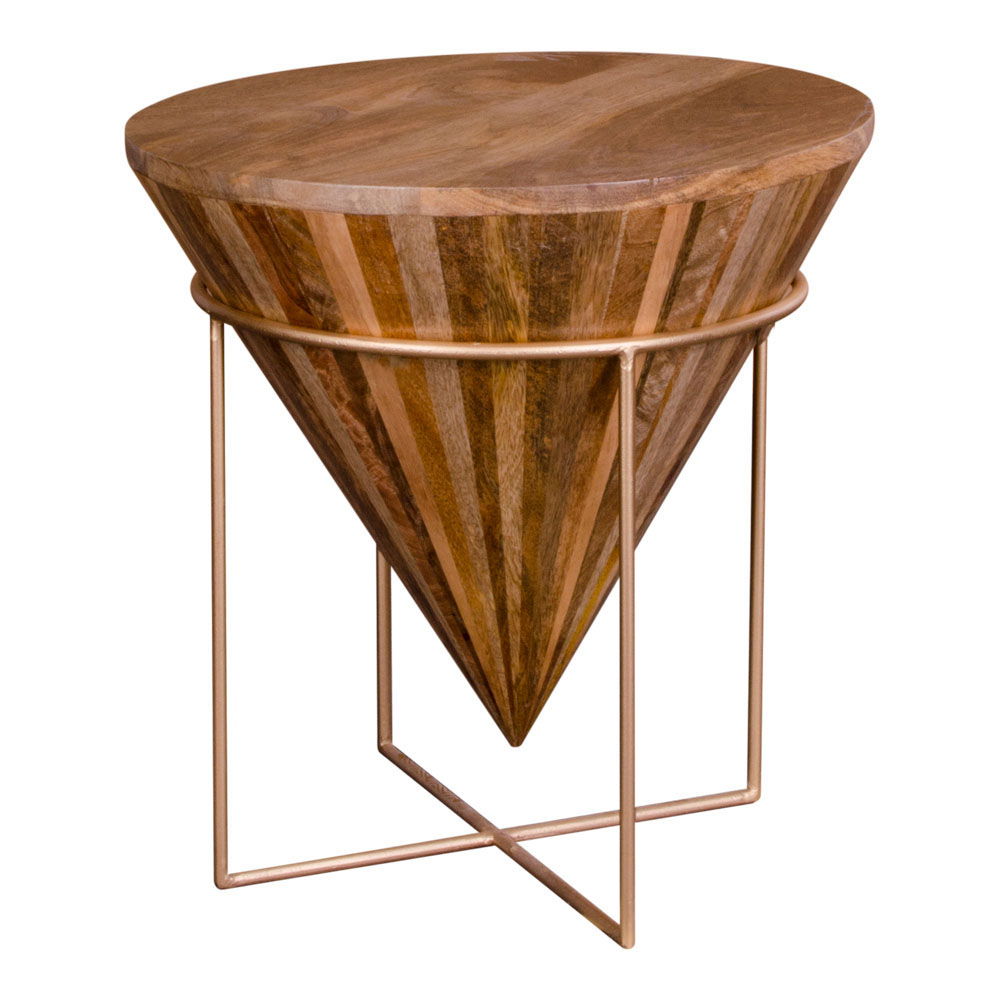 Hapur – Couchtisch aus Mangoholz und Stahl, natur, Ø40x43 cm